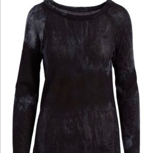 Black & Teal Faded Tie-Dye Raglan Top - NWOT